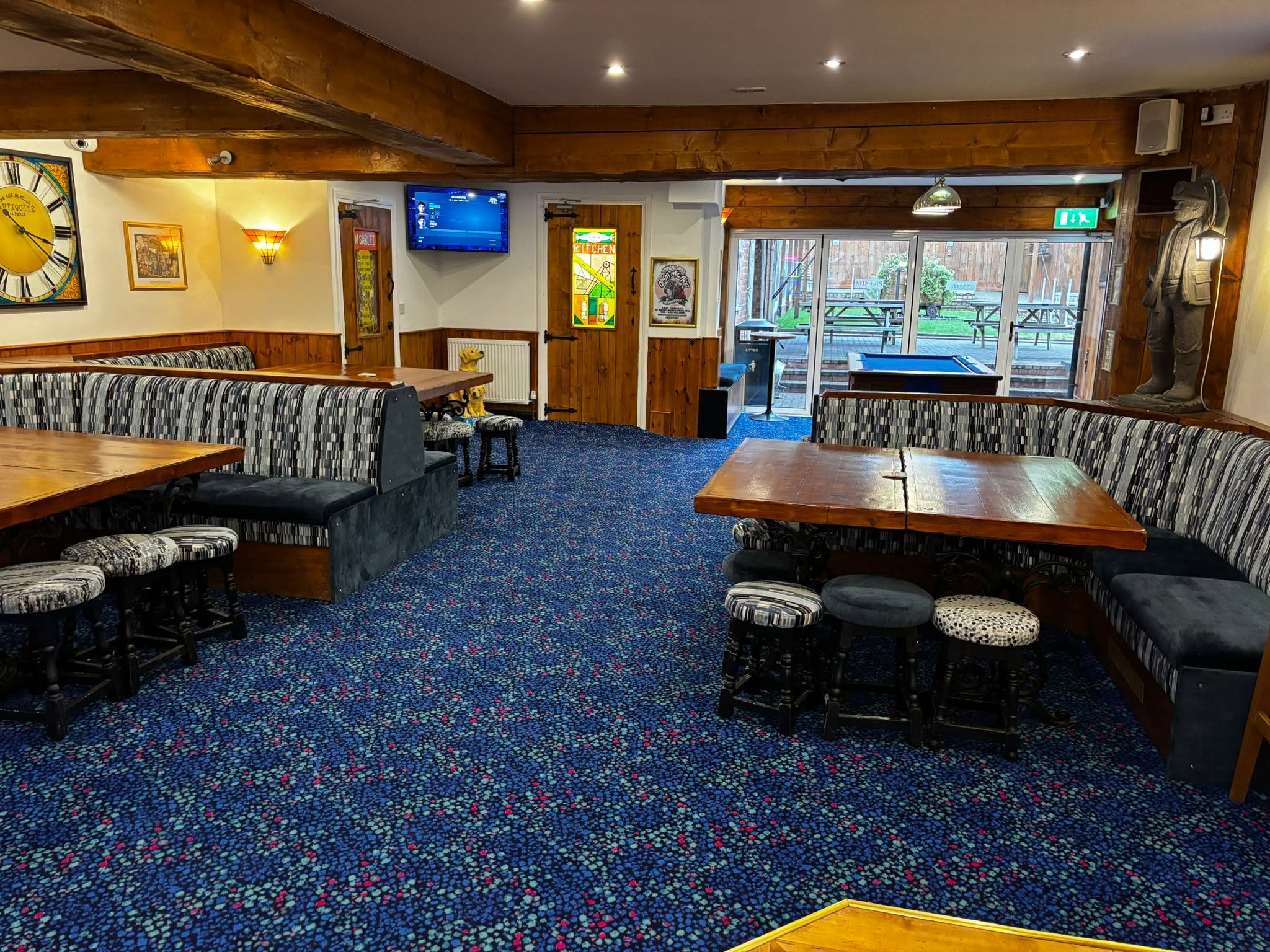 Seating area inside the pub